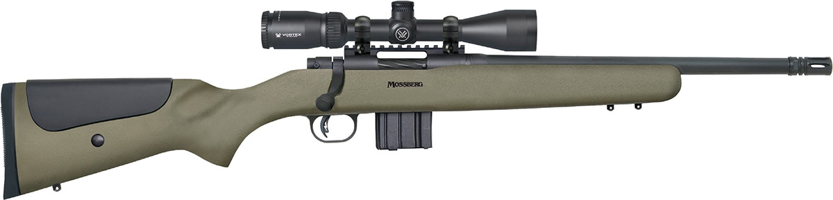 MOSSBERG MVP PATROL .300 AAC BLACKOUT 16.25IN BARREL MEDIUM BULL RIFLE SIGHTS 10RD MAGAZINE THREADED WITH A2 FLASH SUPPRESSOR OD GREEN STOCK WITH ADJUSTABLE CHEEK RISER AND VORTEX 3-9X40 SCOPE INSTALLED MATTE BLUE TALO 27706 - Win Repeating Arms Promotion